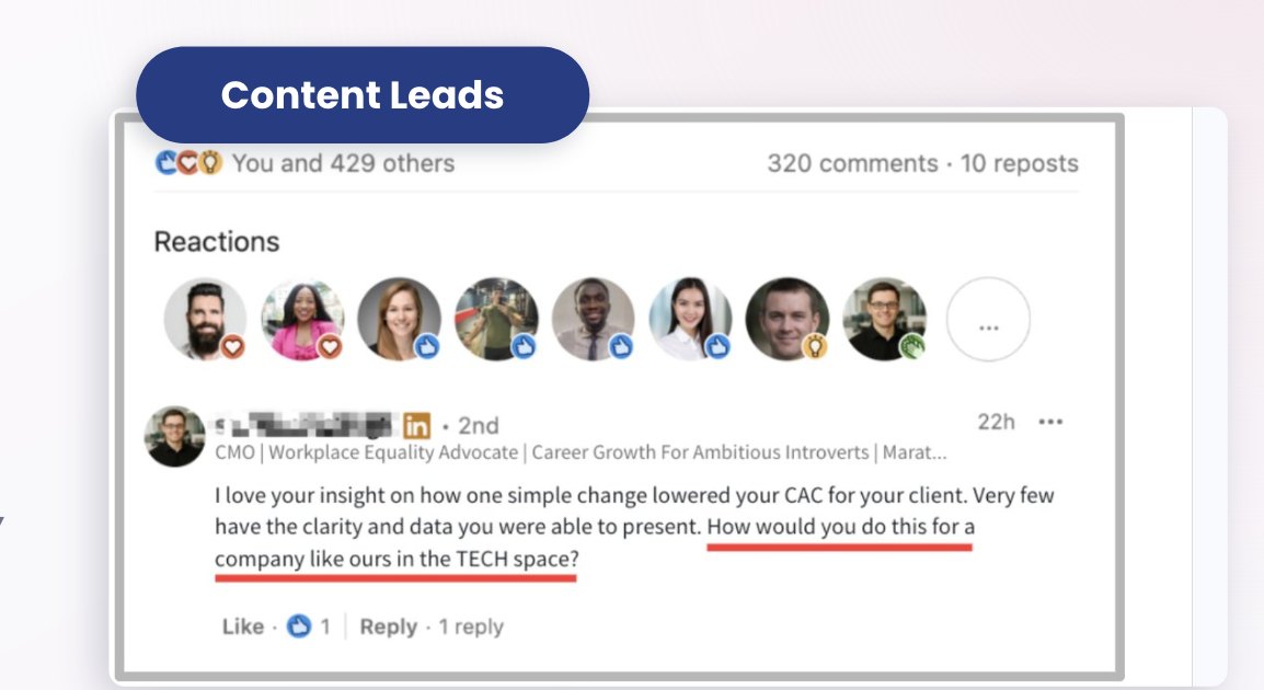 A decision-maker commenting on a client's LinkedIn post asking how to work together