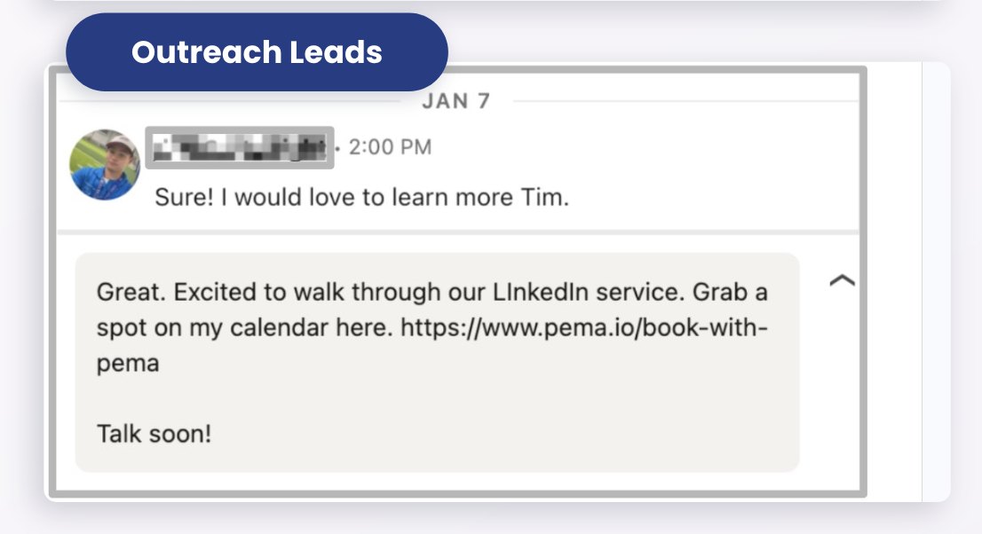 A prospect replying to PEMA outreach saying they would love to learn more